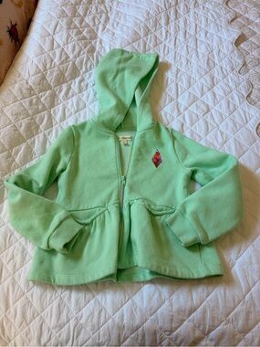 Tucker + Tate Mint Green Girls Zip Hoodie with Rainbow Trim